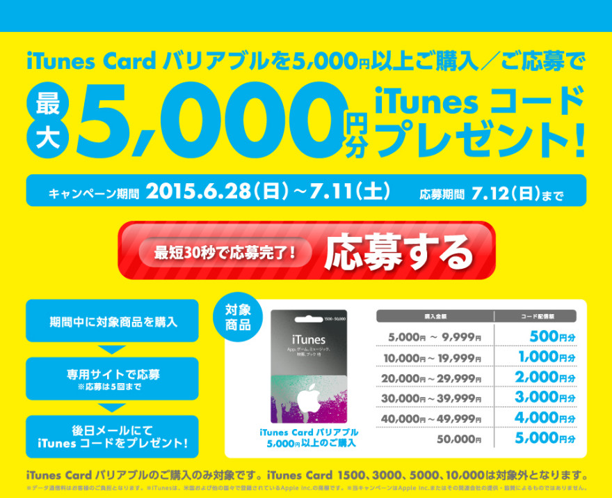 TSUTAYA iTunes Card バリアブル キャンペーン スタートのお知らせ