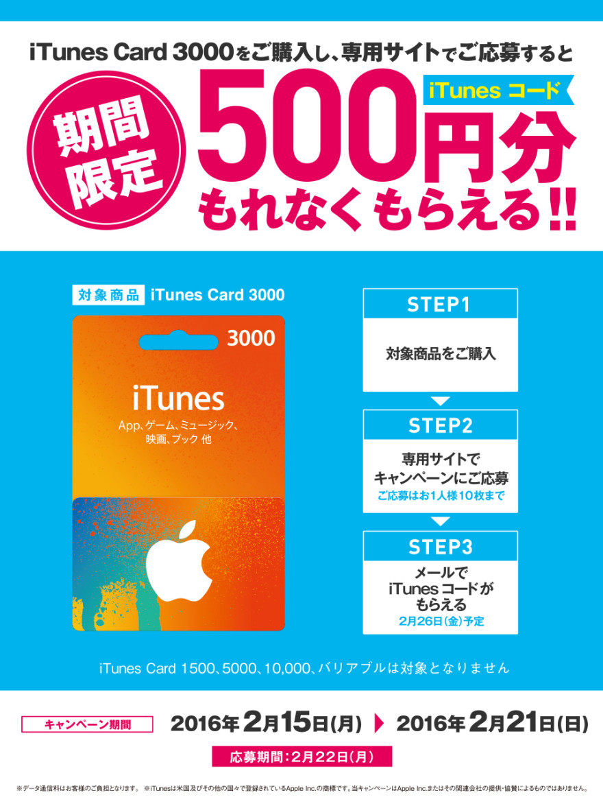 ファミリーマート iTunes Card キャンペーン！お知らせ