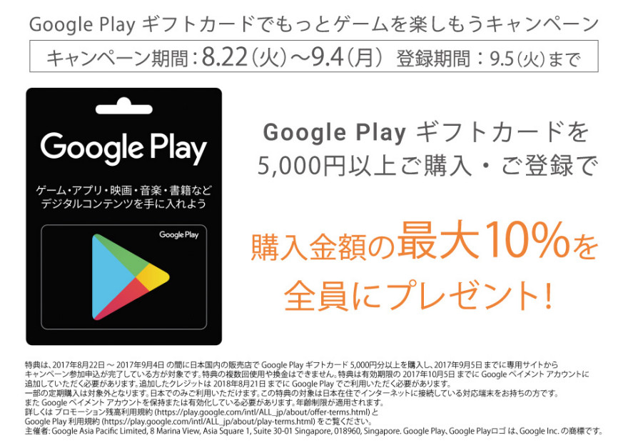 Google Play クーポンプレゼント！お知らせ