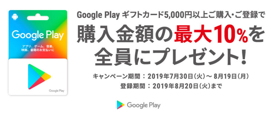 Google Play ギフトカードクーポンプレゼント！ お知らせ