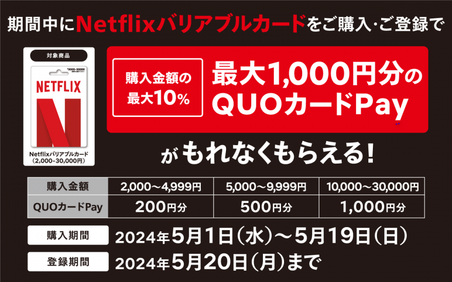 セブン‐イレブン｜Netflix QUOカードPayプレゼントキャンペーン！ お知らせ