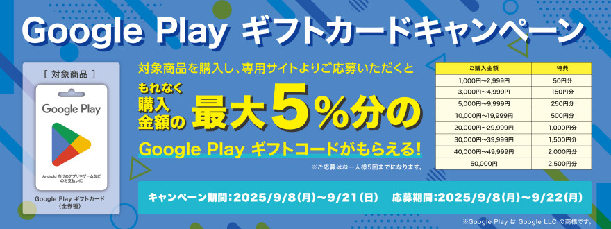 ミニストップ|Google Play ギフトカード 購入金額の最大5%分のコードプレゼントキャンペーン! お知らせ ミニストップ|Google Play ギフトカード 購入金額の最大5%分のコードプレゼントキャンペーン! お知らせ